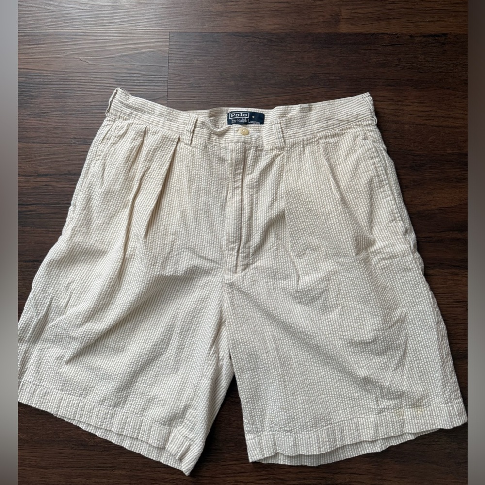POLO Ralph Lauren‎ Striped Seersucker Pleated Shorts